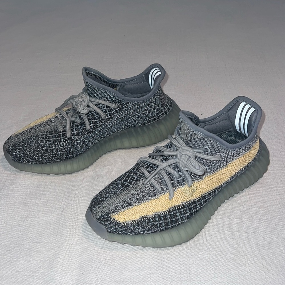 Yeezy Gray and Cream Athletic Shoes